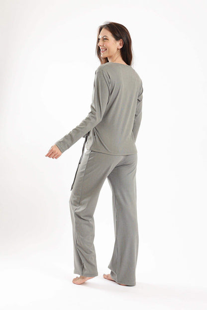 Wrap Front Olive Pyjama Set - Carina - ÙƒØ§Ø±ÙŠÙ†Ø§