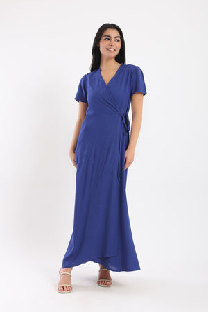 Wrap Up Plain Dress - Clue Wear