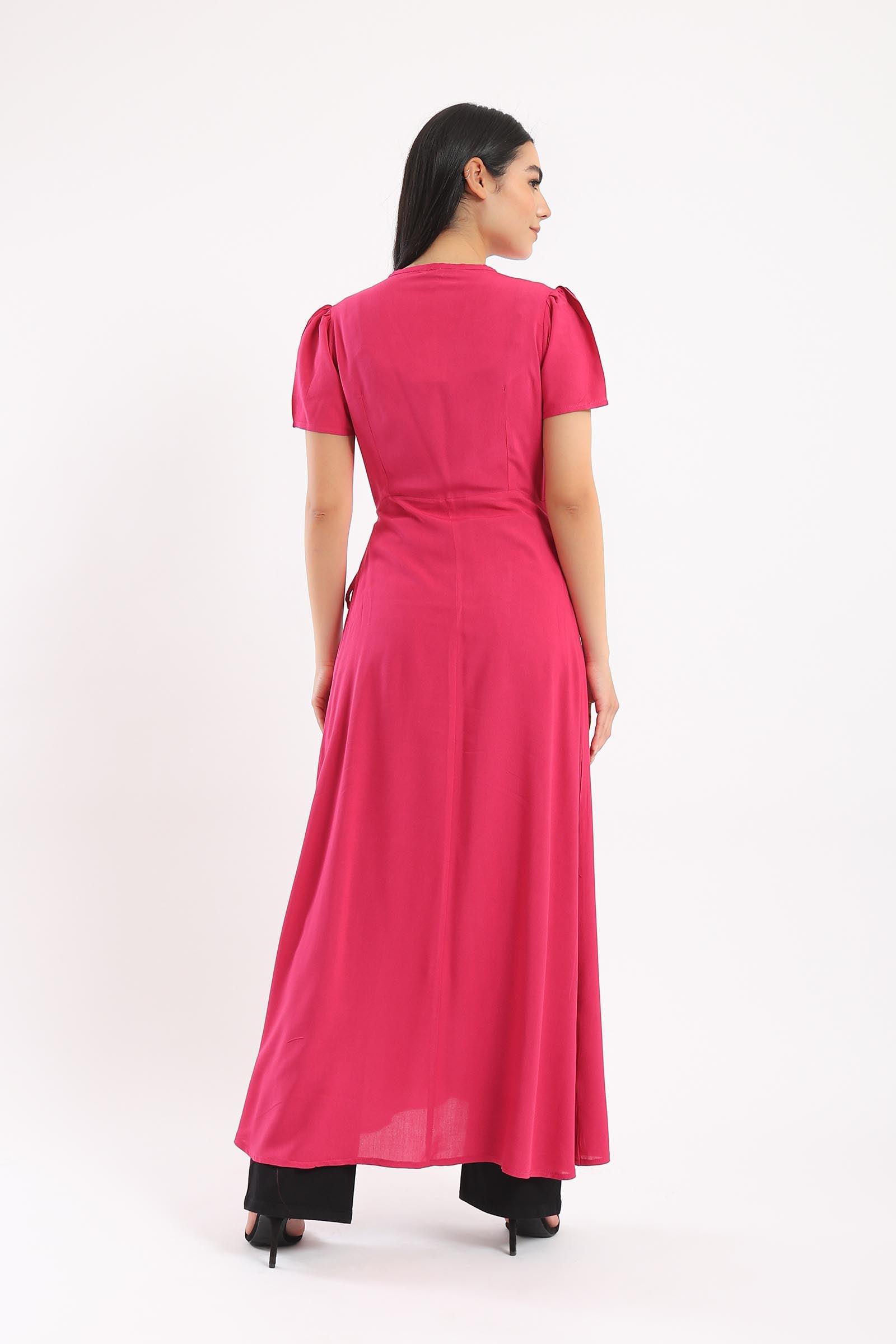 Wrap Up Plain Dress - Clue Wear