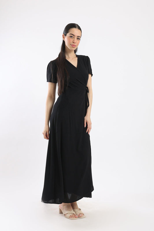 Wrap Up Plain Dress - Clue Wear