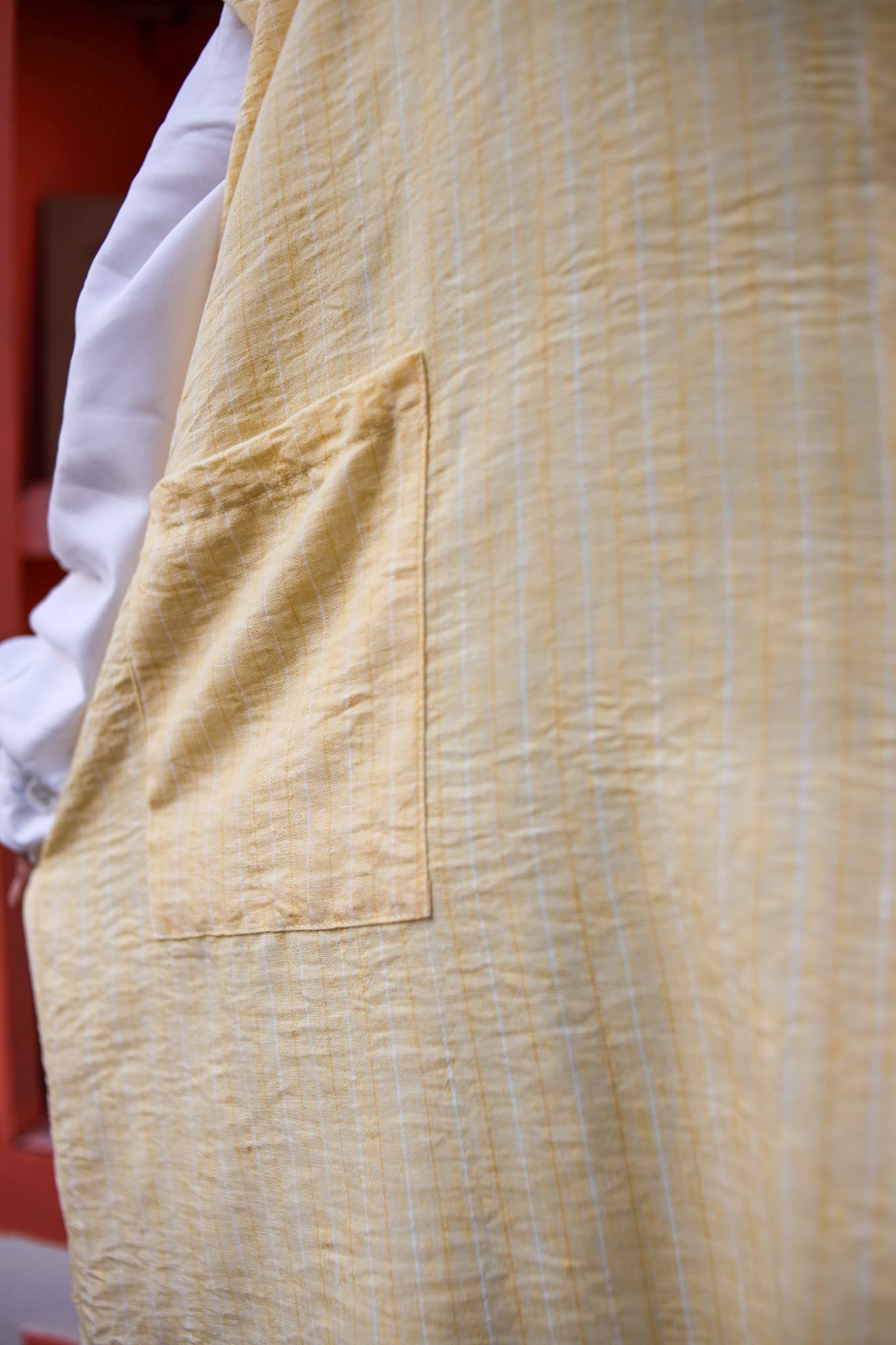 Cotton-Linen Striped Dress - Yellow