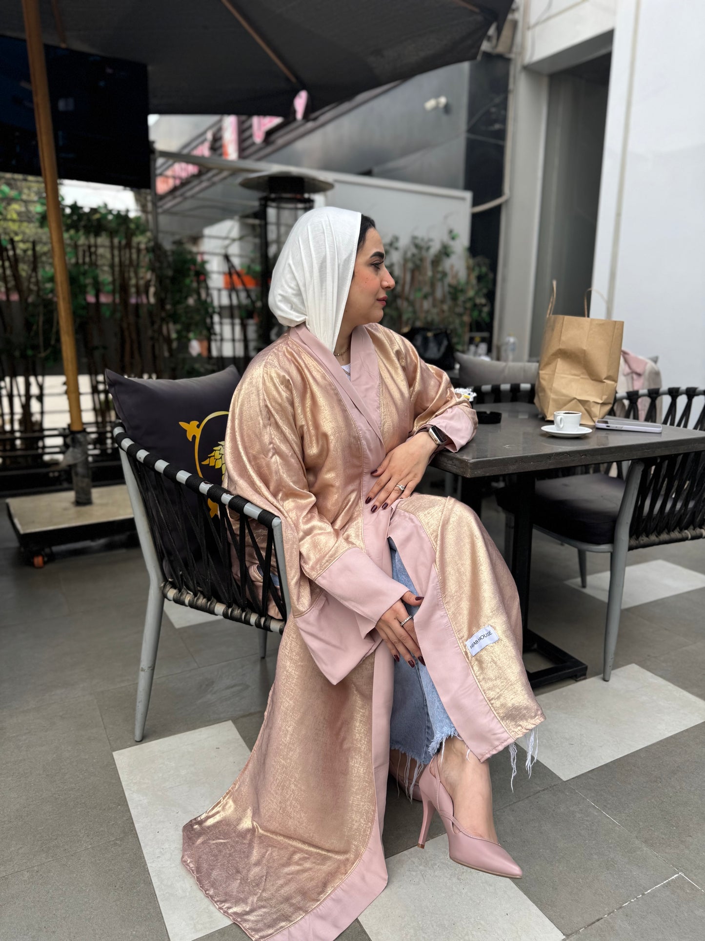 Metallic Satin Solid Kaftan – Pink
