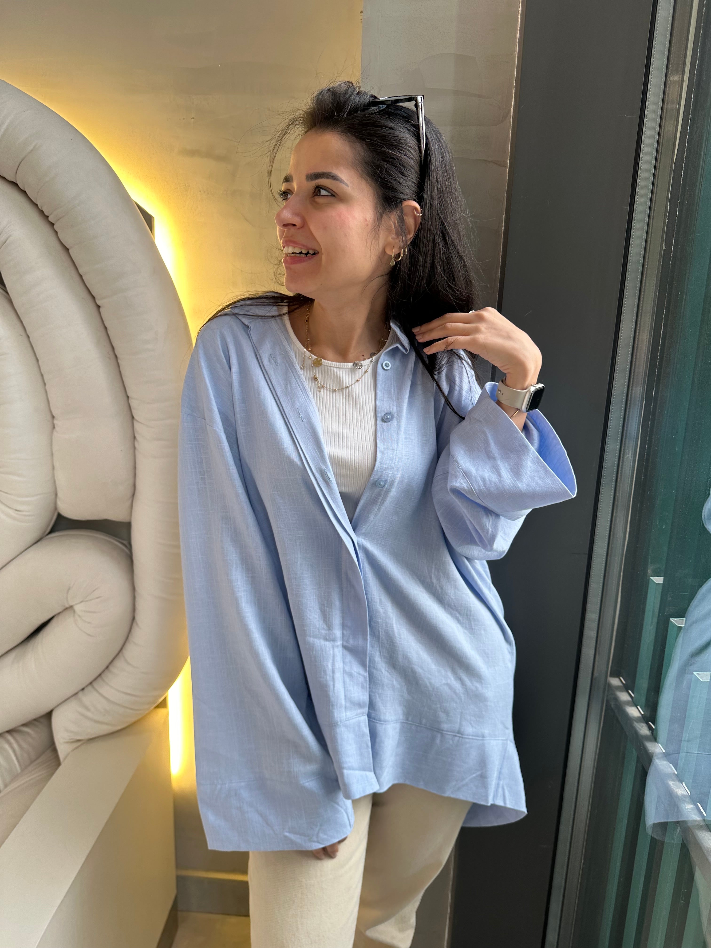 Linen Plain Shirt – Baby Blue