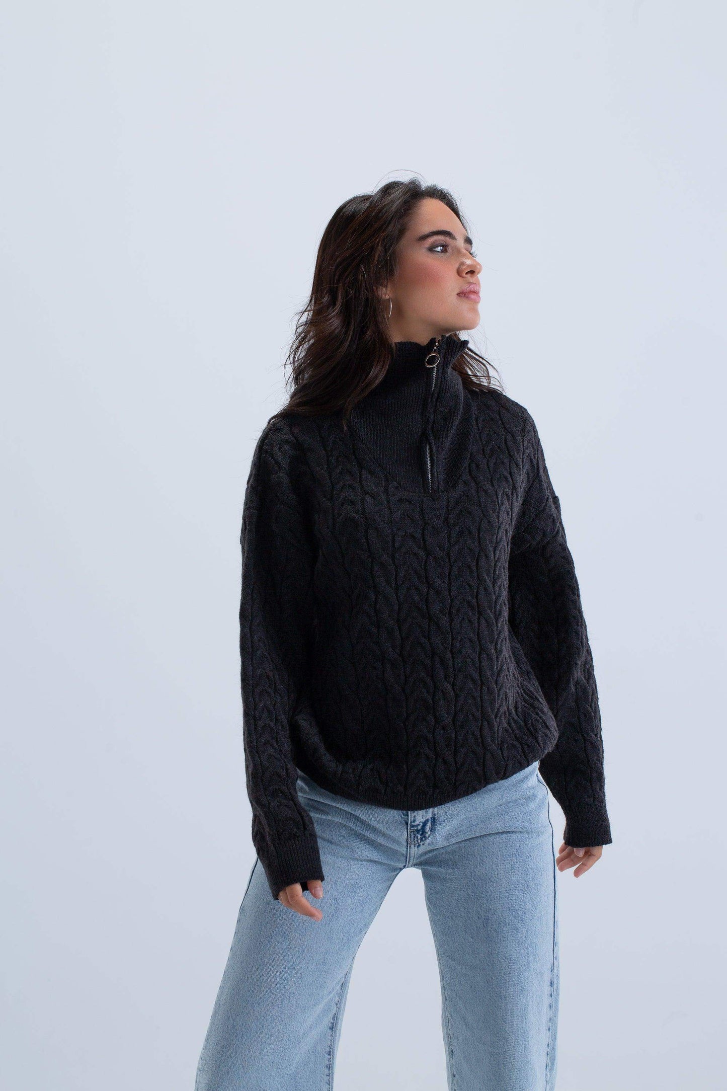 Zip Up Collared Pullover - Carina - ÙƒØ§Ø±ÙŠÙ†Ø§