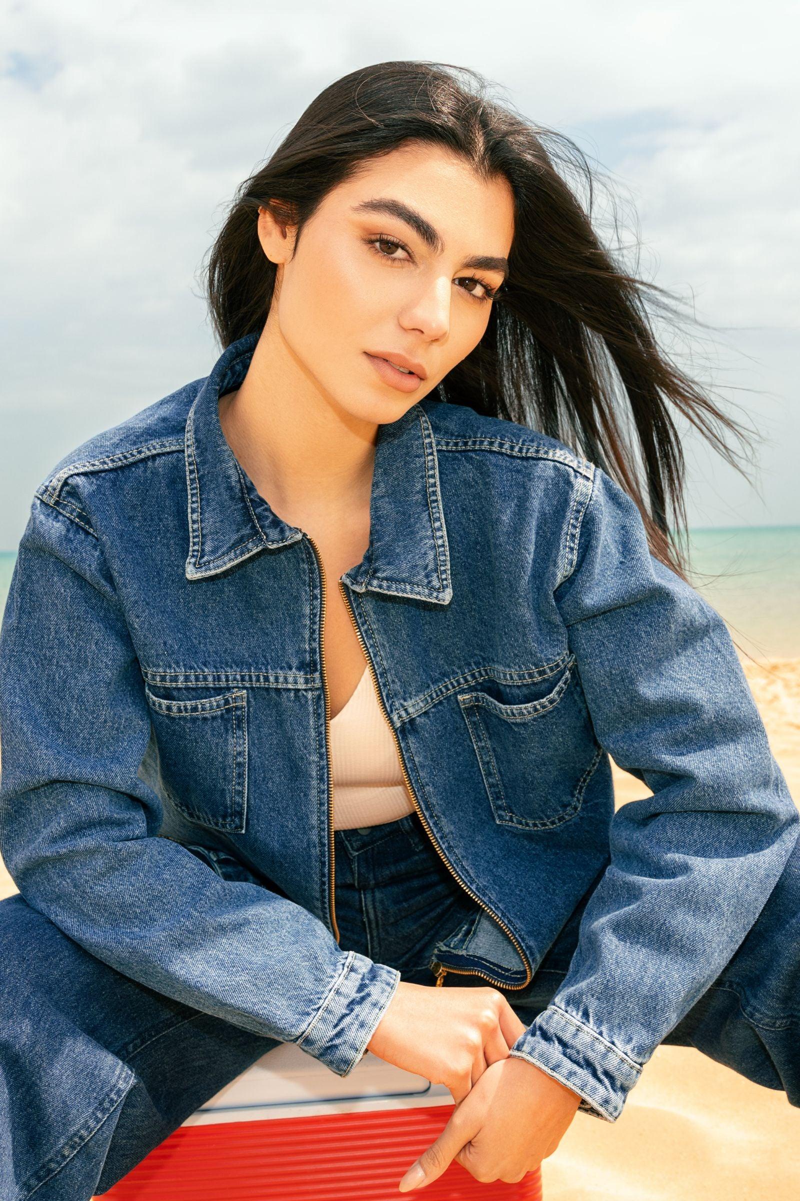 Zipper Closure Denim Jacket - Clue Wear