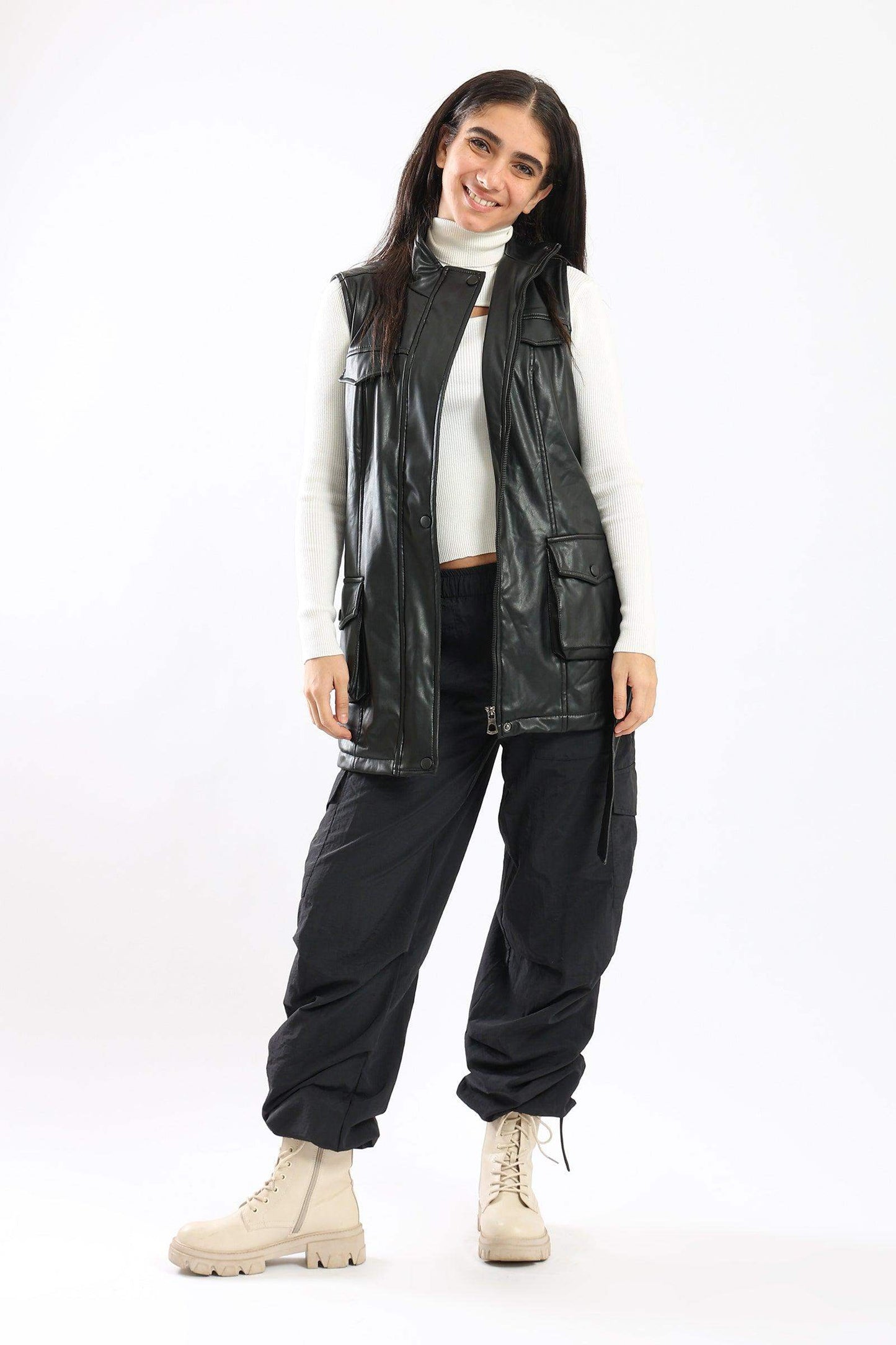 Zipper Closure Vest Jacket - Carina - ÙƒØ§Ø±ÙŠÙ†Ø§