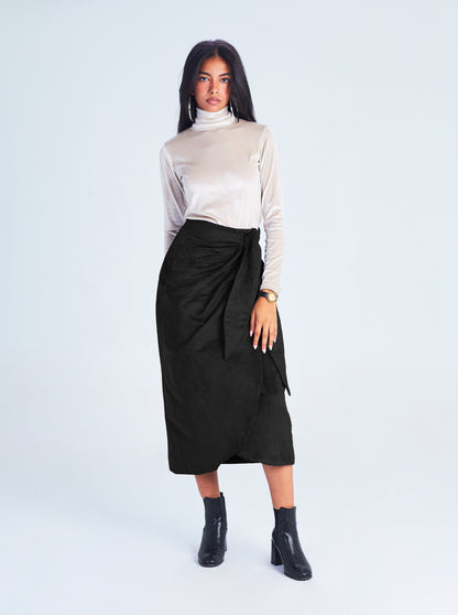 Suede Wrap Skirt