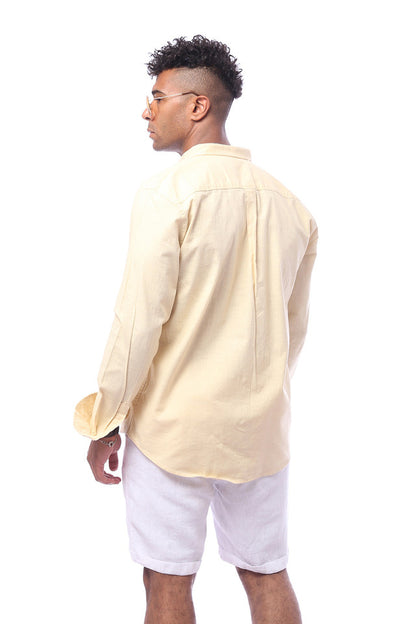 Linen Light Beige Regular Fit Buttoned Shirt
