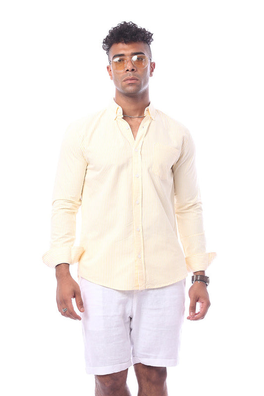 Oxford Yellow Long Sleeved Striped Shirt