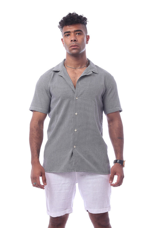 Linen Grey Regular Fit Turn Down Collar Solid Shirt
