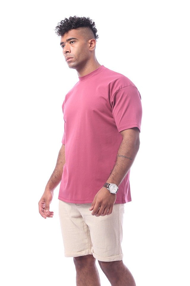 Burgundy Slip On Solid Pattern Summer T-Shirt