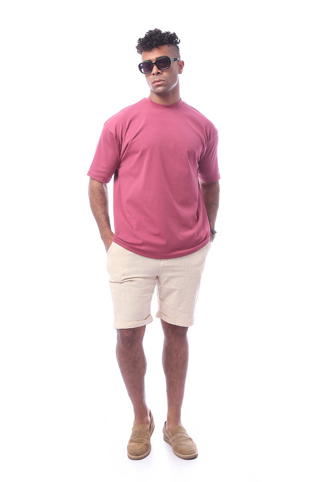 Burgundy Slip On Solid Pattern Summer T-Shirt