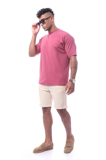 Burgundy Slip On Solid Pattern Summer T-Shirt
