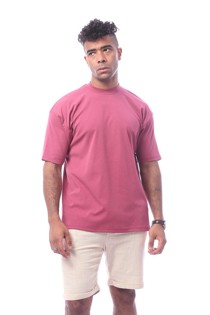 Burgundy Slip On Solid Pattern Summer T-Shirt