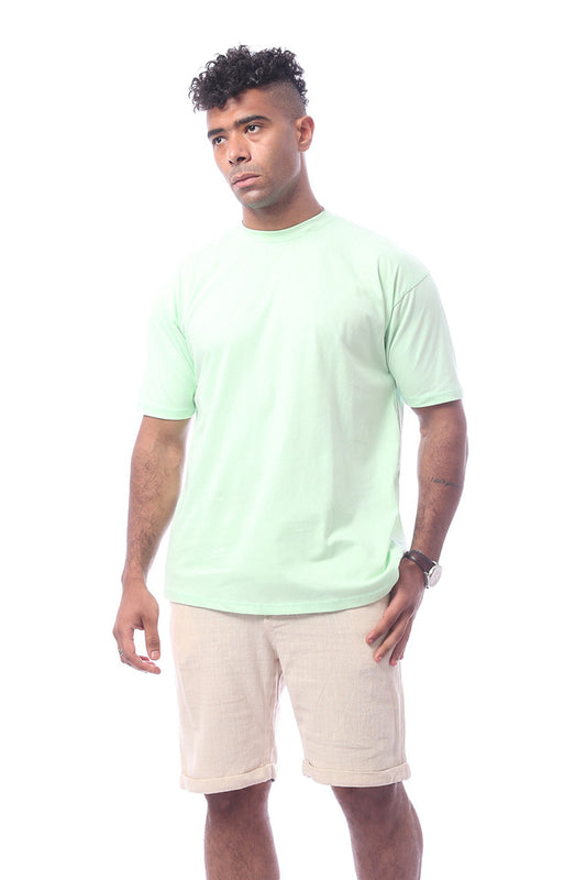 Mint Solid Slip On Rounded Neck T-Shirt