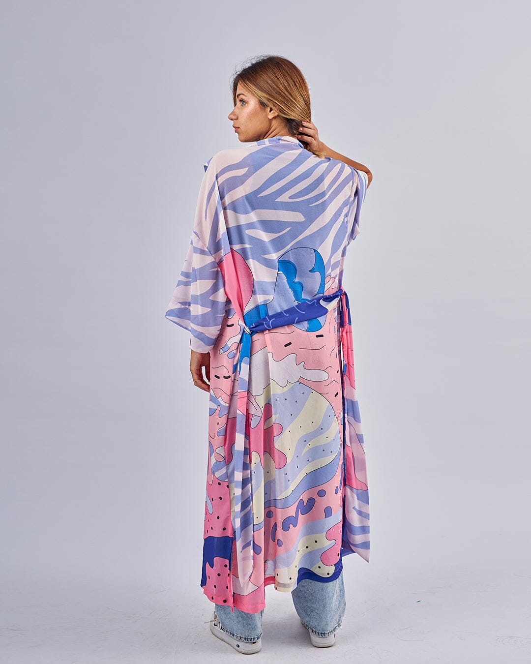 Coral Bubble Gum - Chiffon Kimono