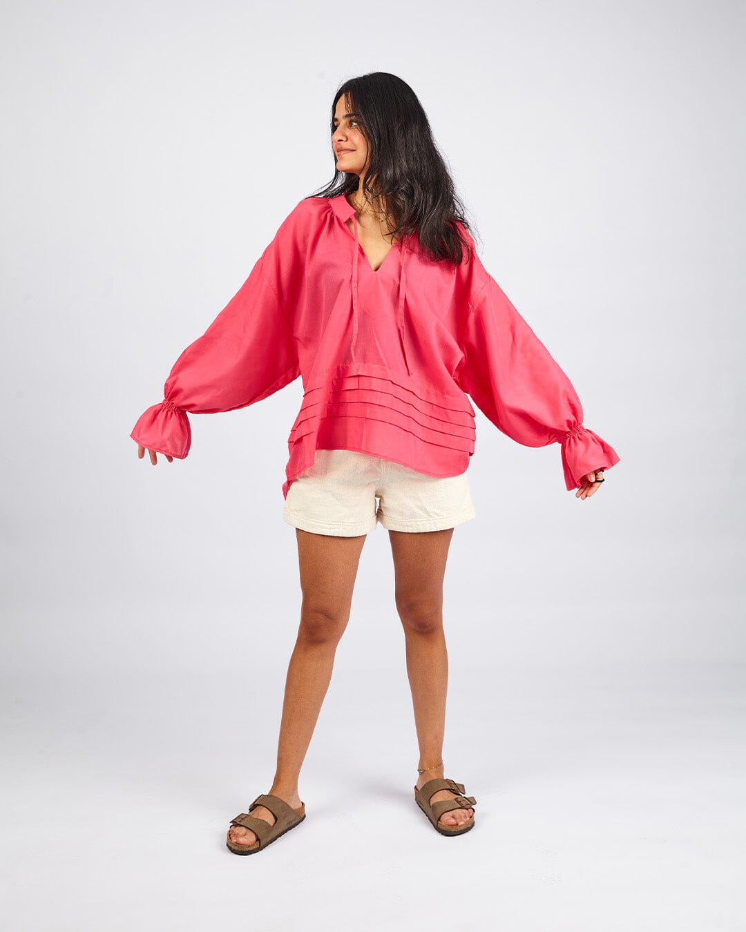 Fuchsia - Ruffle Sleeve Blouse