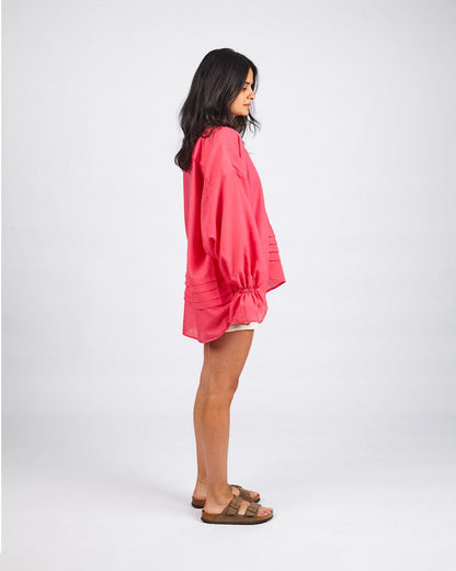 Fuchsia - Ruffle Sleeve Blouse