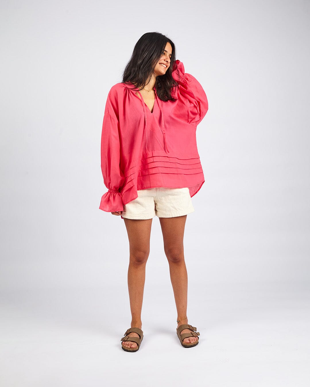 Fuchsia - Ruffle Sleeve Blouse