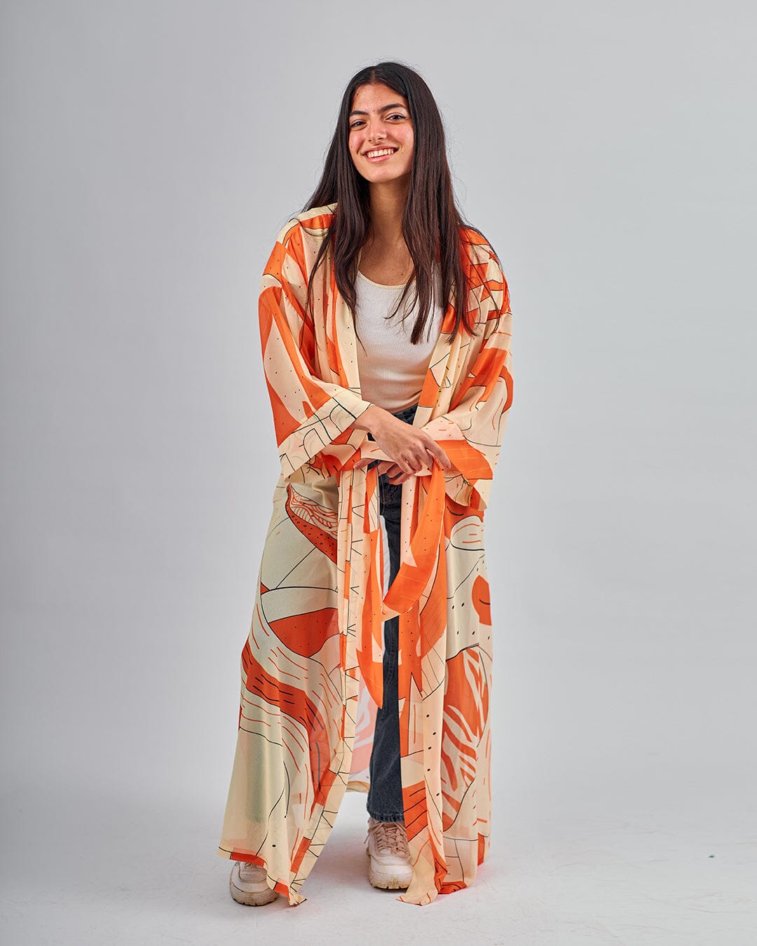 Orange Balloon - Chiffon Kimono