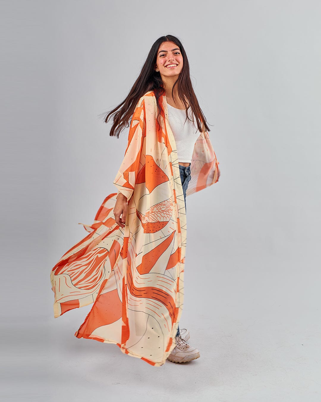 Orange Balloon - Chiffon Kimono