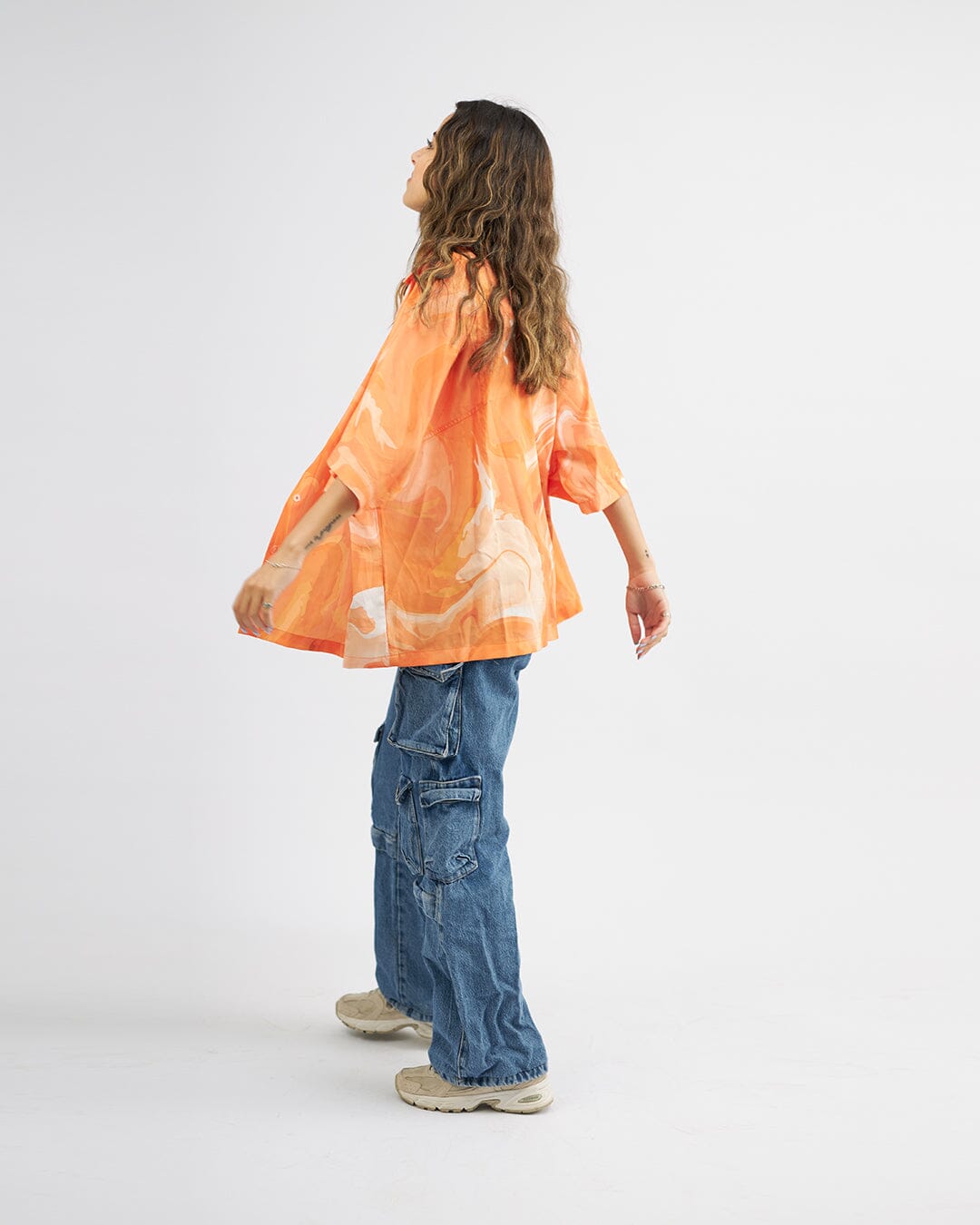 Orange Fluky - Oversized Boyfriend Shirt