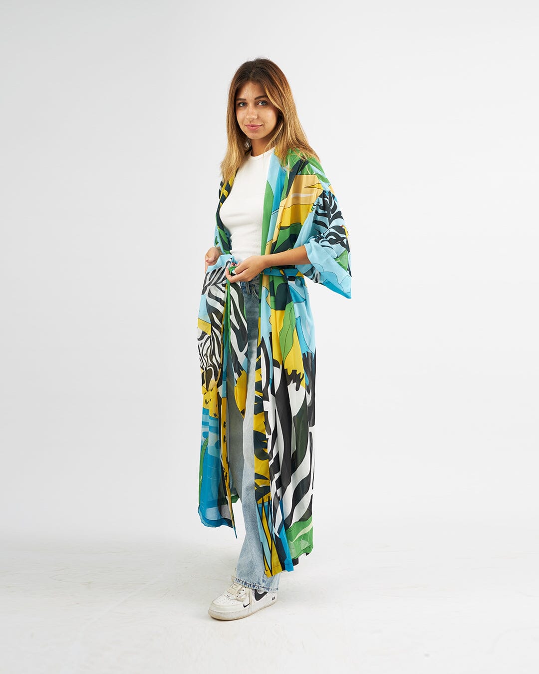 Flocked Chiffon Kimono